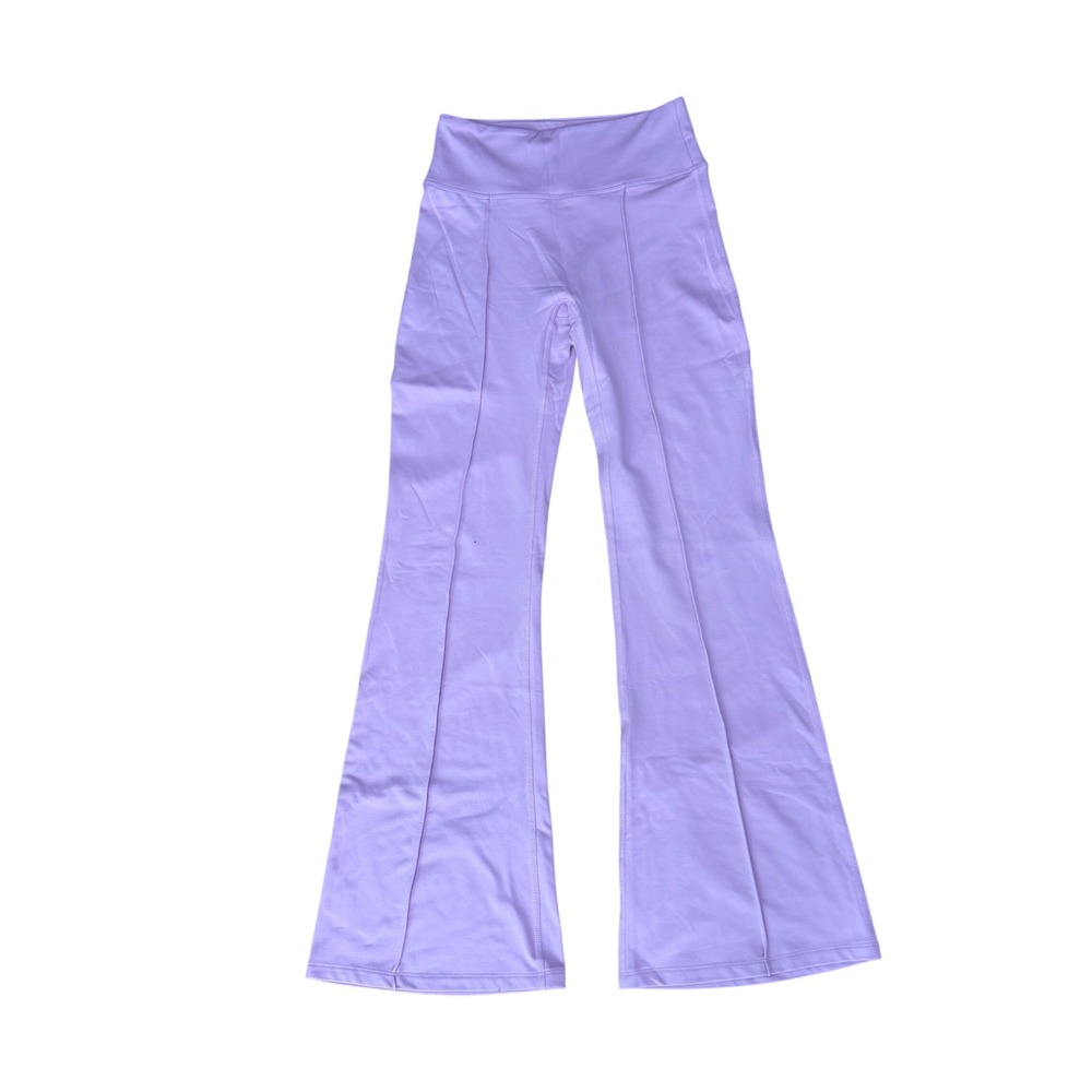 PINK Victoria's Secret Flare Leggings Womens Small Short Pintuck Seam Pink